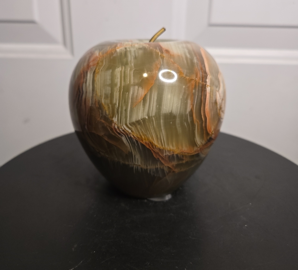Green Onyx Apple Paperweight Carved Polished Solid Marble Natural Stone